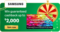 Win Guaranteed cashback rewards up to ₹2000* on Samsung TVs