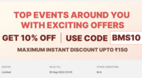10% Off on Every event booking on Bookmyshow