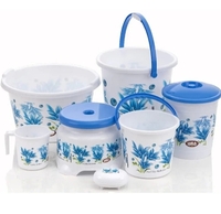 UMA Plastic Bathroom Set 07 Pieces Heavy Duty, Large Capacity - BLUE