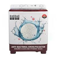  Haier 7 Kg 5 Star Toughened Glass Semi Automatic Top Loading Washing Machine (HTW70-1187BTN, Anti Bacterial Vortex Pulsator, Magic Filter, Rat Mesh, Maroon, White) 