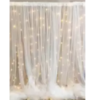 Special You White 6 Pieces Backdrop Curtain & LED Fairy Lights Party Decorations