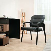 Amazon Basics Metal, Leather Guest Chair - Black