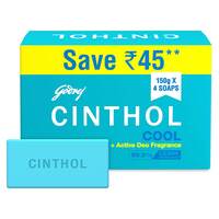 Cinthol Cool Soap, 150g (Pack of 4) | with Icy-cool Menthol | Soaps For Bath | Grade 1 Soap | For All Skin Types