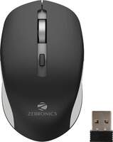 Lowest - Zebronics Jaguar Wireless Mouse, 2.4Ghz, USB Receiver, 4 Buttons, Plug & Play, Ambidextrous, (Black+Grey)