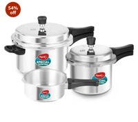 Pigeon By Stovekraft Special Aluminium Pressure Cooker Combo with Outer Lid Gas Stove Compatible 2, 3, 5 Litre Capacity for Healthy Cooking (Silver)