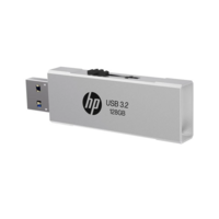 HP 818w 128 GB USB 3.2 Flash Drive, Silver Metal