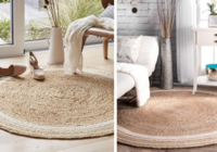 HABERE INDIA Beige Braided Round Jute Carpet