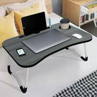 MITHILA Multipurpose Foldable with Cup Holder, Study , Bed Plastic Portable Laptop Table  (Finish Color - BLACK, Pre Assembled)