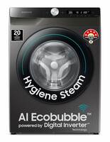 Samsung 8 kg, 5 Star, AI Ecobubble, Wi-Fi, Hygiene Steam with Inbuilt Heater, Digital Inverter, Fully-Automatic Front Load Washing Machine (WW80T504DAX1TL, Inox)