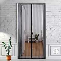 Arto Auto Close Magnetic Hands Free Mesh Polyester Net Curtain for All Door with Self Adhesive Hook Tape to Prevent Mosquitoes & Insects, Pet and Kid Friendly (Multicolor) (100cm x 210cm)