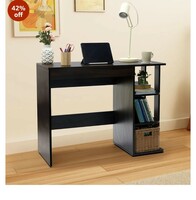 Limited-time deal: Green Soul® Mekong Engineered Wood Study Table (Wood Black Color) | Computer Desk, Office Table for Students, Adults, Professionals | 3 Shelves | 1-Year Warranty