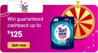 Surf Excel & Vim | Spin & Win Guaranteed Cashback Reward upto ₹125