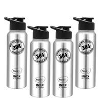 Pigeon by Stovekraft Inox hydra 700ml pack of 4 Stainless Steel Drinking Water Bottle 700ml Flipper Cap - Silver (1 year Warranty)
