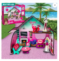 BARBIE Mini Doll House for Girls and Boys DIY Paint Wooden Dollhouse Toy with Furniture  (Multicolor)