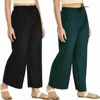 Regular Fit Women Black, Green Trousers Pack of 2