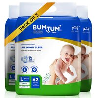 Bumtum Baby Diaper Pants, Large/l Size, 186 Count, Double Layer Leakage Protection 