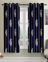 Home Sizzler 153 cm (5 ft) Polyester Semi Transparent Window Curtain (Pack Of 2)  (Motif, Blue)