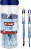 Reynolds Feltek Roller Ball Pen  (Pack of 12, Ink Color - Blue Black)