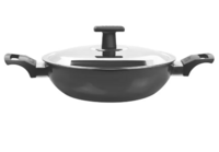 MILTON Pro Cook Hard Anodized Kadhai With Stainless Steel Lid, Kadhai 24 cm diameter with Lid 2.8 L capacity