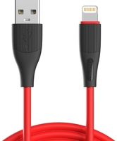 Portronics Silklink 3A USB to 8 Pin Fast charging Cable for Lightning Devices,Premium Silicon Cable, 1M (Red) 
