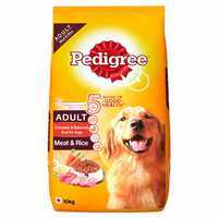 Pedigree Adult Dry Dog Food, Meat & Rice, 10kg Pack & Biscrok Biscuits Dog Treat (Above 4 Months) Chicken Flavour, 500g Pack