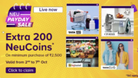 Payday Sale | Extra 200 Neucoins on Min Order ₹2500 at TataNeu [+ more]