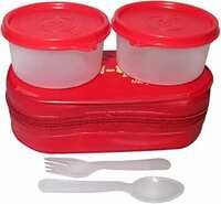MILTON New Bon Bon Lunch Box with 2 leak-proof containers, 280 ml Each, Red | Airtight | Microwave Safe | Easy to carry | Insulated | Light Weight | Leak Proof