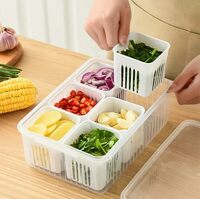 Stewit Fridge Storage Boxes Freezer Storage Containers, Container for Kitchen Storage Set, Storage in Kitchen, Vegetable Storage, Draining Crisper Refrigerator Food Box