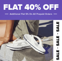 Crocs Sale - Flat 40% off + Extra 5% off on Prepaid