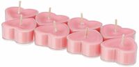(Set of 8, Rose) Amazon Brand - Solimo Heart Tealight Candles | Smokeless | No Residue | 4 Hours Burn Time (Set of 8, Rose)