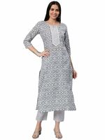 ANNI DESIGNER Women Cotton Blend Regular Kurta With Pant