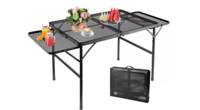 Mungat Folding Picnic Table with Carry bag Metal Outdoor Table (Black)