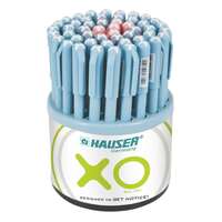 Hauser XO 0.7mm Ball Pen Tumbler | Sleek Body & Minimalistic Design | Matt Finish & Solid Body Type | Low Viscosity Ink with Ultra Durable Tip | Blue, Black & Red Ink, Pack of 50 Pens