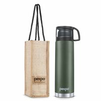 Pexpo Fererro |ISI Certified|Vacuum Insulated Hot & Cold Stainless Steel Flask|Jute Bag|- 1000ml