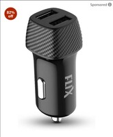 FLiX (Beetel) Newly Launched 2.4A Fast Charging Car Charger, Dual USB Type A connectors, Compatible with All Smartphones, Dashcams, Power Banks & Many More, Supports All Cars 12V Output (24D - Black)