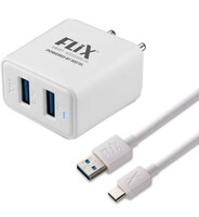 USB Charger,FLiX (Beetel) Bolt 2.4 Dual Poart,5V/2.4A USB Wall Charger Fast Charging, Adapter 