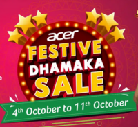 Acer Festive Dhamaka Sale Upto 40% Off + Free 3 Yrs Warranty | 7% student discount  [4-11 Oct]