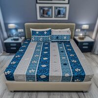 Status Contract Cotton Rich Double Bedsheet with 2 Pillow Covers for Bed Room, Home, Hotel-120 GSM (D5)