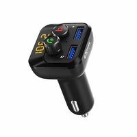 Portronics AUTO 10 POR-320, Bluetooth - FM Transmitter in-Car Radio Adapter for Hands-Free Calling, Music Streaming, Micro SD + USB Music, 3.4A Dual USB Fast Charger, Supports All Smartphones (Black)