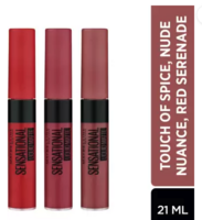 MAYBELLINE NEW YORK Sensational Liquid Matte PO3  (Touch of Spice, Nude Nuance, Red Serenade, 21 ml)