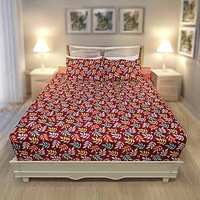Status Contract Cotton Rich Double Bedsheet with 2 Pillow Covers for Bed Room, Home, Hotel-120 GSM (D3)