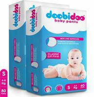 Doobidoo Newly Improved Classic Soft Diaper 80pcs Anti-Leak Highly Absorbent Baby Pant 4-8 Kg - S on Flipkart