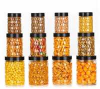 Take a look at this Pack of 12 Plastic Grocery Container  - 350 ml, 650 ml, 1200 ml ALTOSA Black on Flipkart