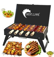 HOT LIFE Briefcase Style Traveler Foldable Charcoal With 5 skewers Charcoal Grill
