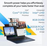 ASUS Vivobook 14 Thin and Light Laptop, IntelCore i3-1215U 12th Gen, 14" (35.56 cm) FHD, (8 GB RAM/512GB SSD/Win11/Office 2021/Fingerprint/42WHr /Blue/1.40 kg)