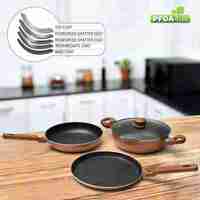 Prestige Omega Festival Pack - Build Your Kitchen Induction Bottom Non-Stick Coated Cookware Set (Aluminium, 3 - Piece)
