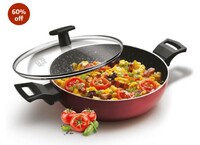 MILTON Pro cook Granito Induction Kadhai with Lid, 22 cm / 2.1 Litre, Burgundy | 2 Years Warranty