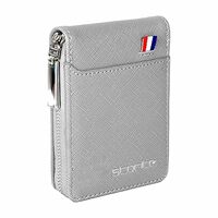 Storite PU Leather 9 Slot Vertical Credit Debit Card Holder Money Wallet Zipper Coin Purse for Men Women - Silvergrey (11.5 x 2 x 8 cm)