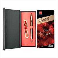 Cello Signature Pen Gift Set | Blue Ink | Pack Of 1 Rudraksha Pearl Bracelet & 1 Ball Pen