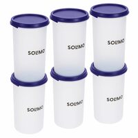Amazon Brand - Solimo Plastic Slim Storage Container | Airtight | Leakproof | Set Of 6 | 600 Ml Each